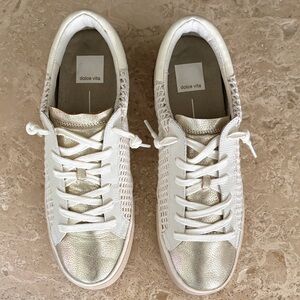 Dolce Vita Zina Bone Gold Woven Sneakers